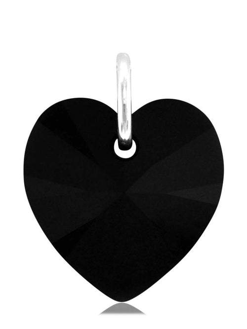Necklace charm crystal black jewellery heart pendant silver