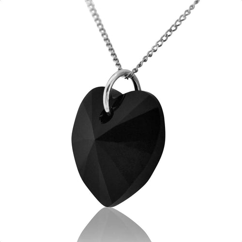 Swarovski crystal black jewellery silver heart necklace