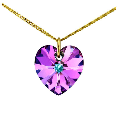 Purple crystal heart pendant children's necklace UK