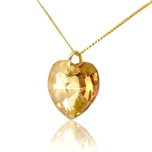 Swarovski crystal heart pendant necklace gold