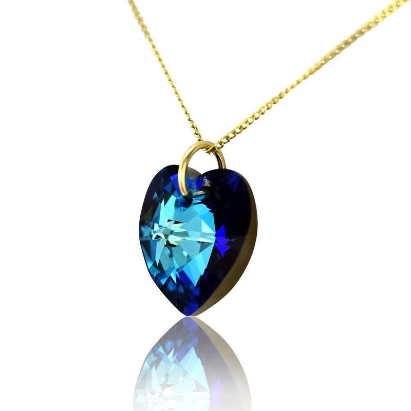 Dark blue stone necklace gold heart shaped pendant