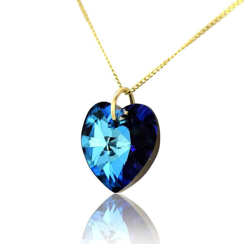 Heart crystal dark blue stone necklace UK