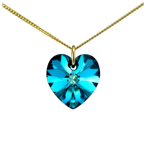 Heart shaped dark blue stone necklace swarovski crystal jewellery