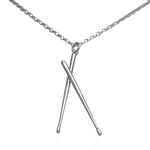 Drum sticks necklace silver gifts drummers jewellery