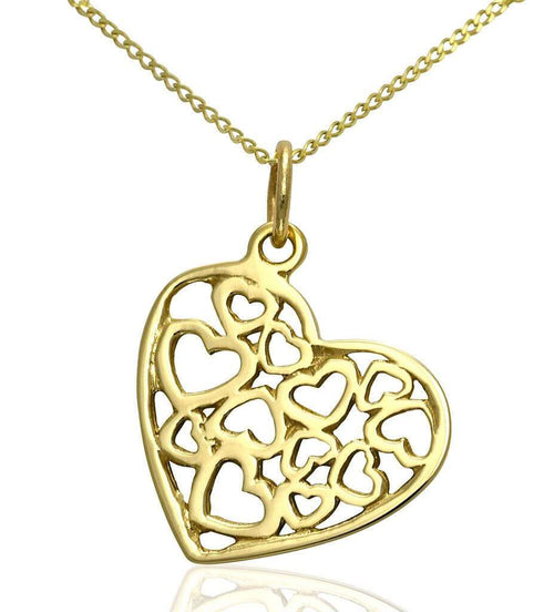 Ladies filigree heart necklace gold jewellery for women