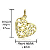 Womens filigree heart necklace pendant for ladies