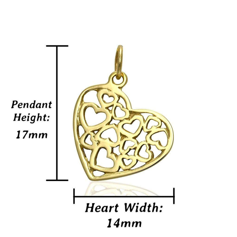 Womens filigree heart necklace pendant for ladies