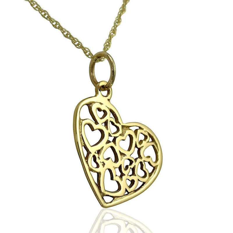 Ladies filigree heart necklaces gold