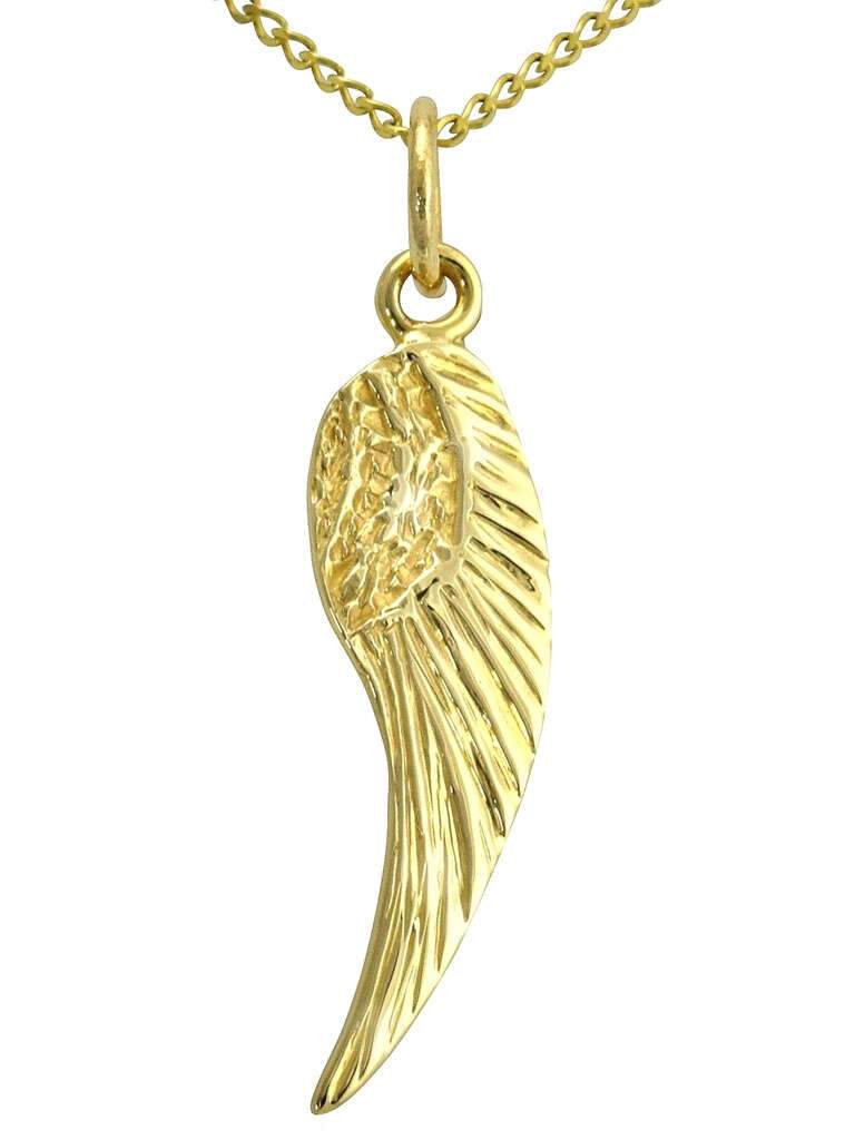 Ladies 9ct gold angel wing necklace for women