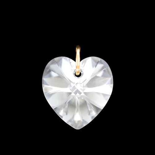 9ct gold clear crystal pendant heart charm