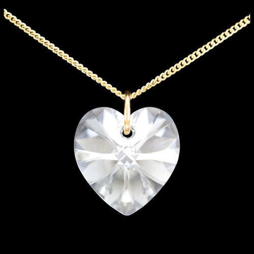 9ct gold crystal necklace heart jewellery for girls