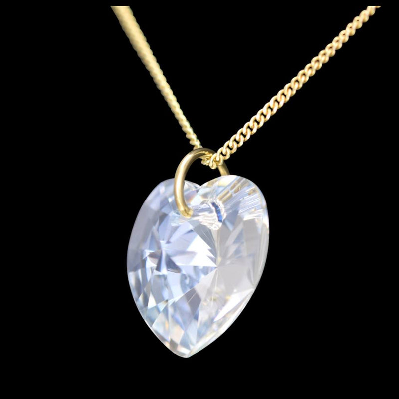 9ct gold crystal necklace UK heart shape pendant