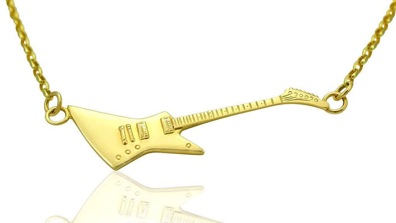 Music jewellery mens gold guitar necklace guys