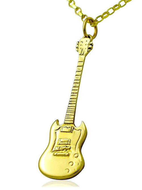 Gold guitar necklace music gift for him