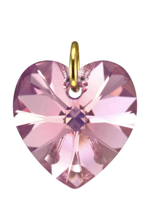 Gold handmade crystal necklace pendant pink jewellery for women