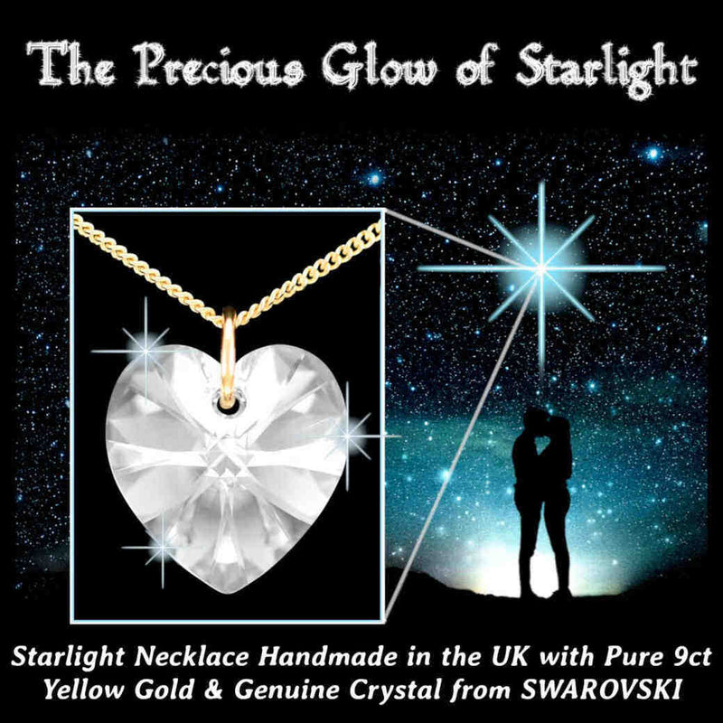 Swarovski crystal jewellery 9ct gold heart necklace UK
