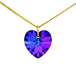 9ct gold heart pendant necklace swarovski crystal purple