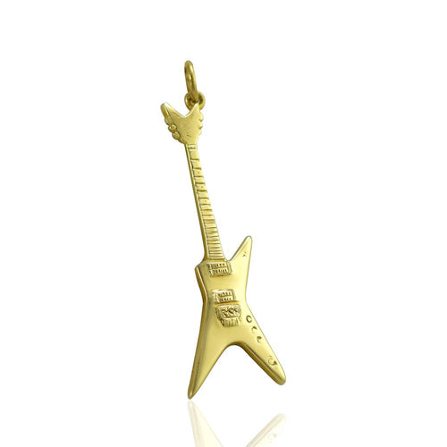 solid Gold guitar pendant music gifts for metalheads UK picture