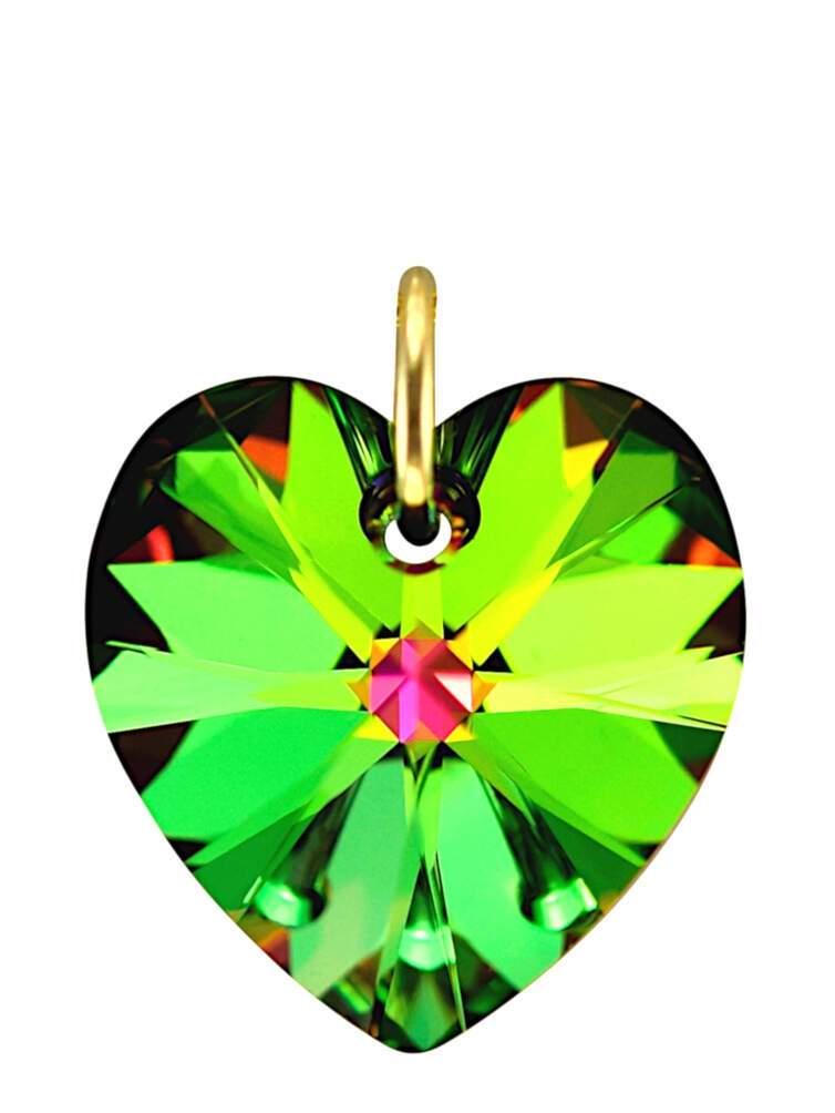 Heart pendant swarovski green crystal jewellery
