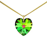 Colourful jewellery green crystal necklace heart pendant