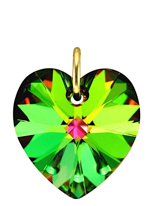 Womens jewellery green crystal pendant gold heart necklace charm