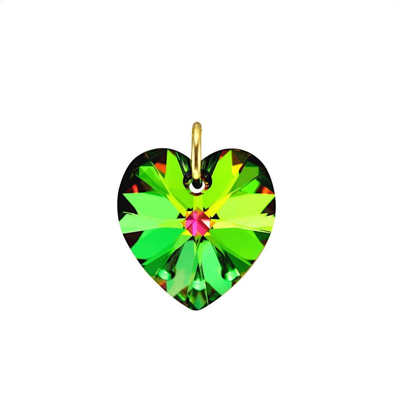 Womens jewellery green crystal pendant heart necklace charm