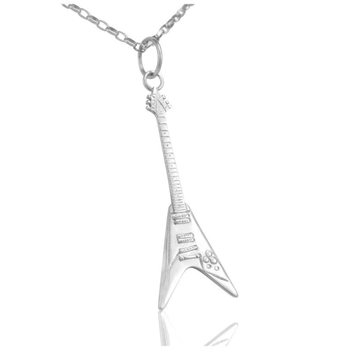 Music gifts for girls guitar charm necklace silver