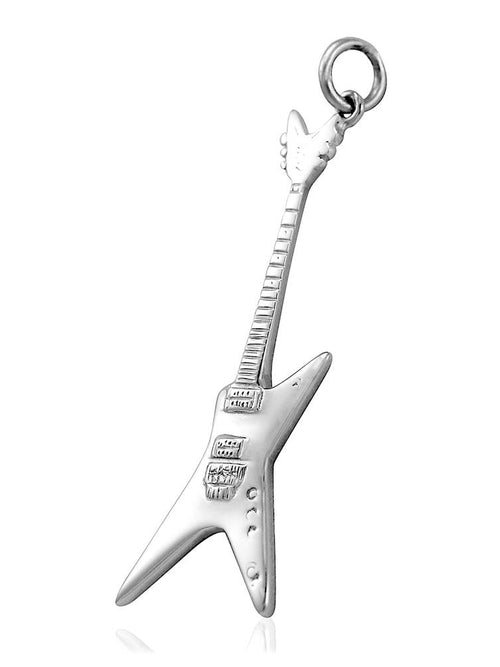 Guitar necklace charm silver gifts for metalheads