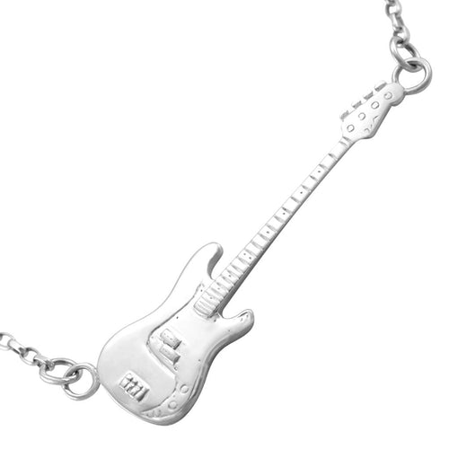 mens guitar necklace silver music jewellery bass guitar gifts for him