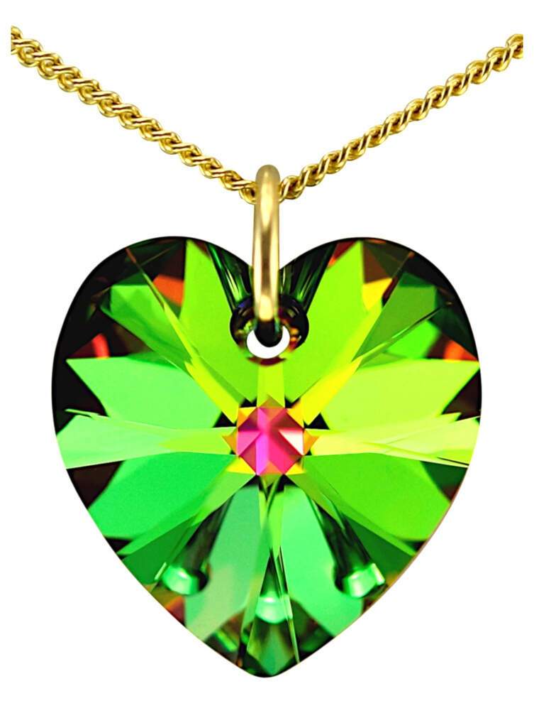 Handmade crystal necklace green heart pendant