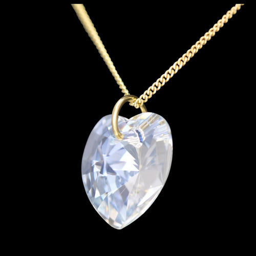 9ct gold heart birthstone necklace April diamond