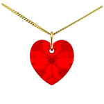 9ct gold heart birthstone necklace July ruby