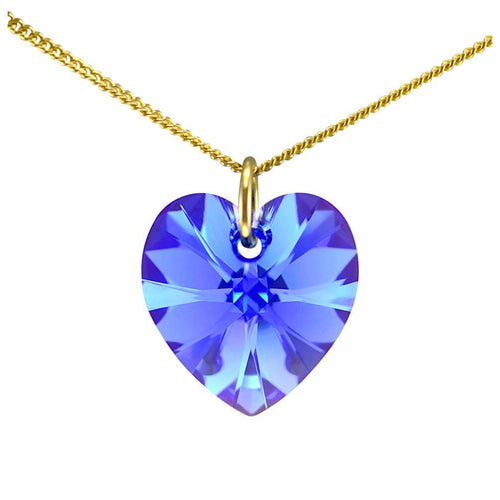 9ct gold heart birthstone necklace September sapphire