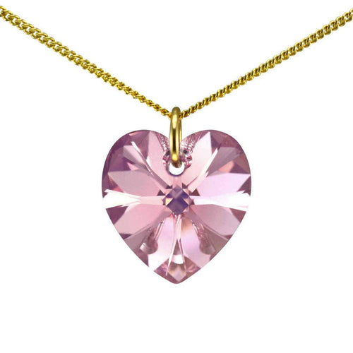 Heart shape handmade crystal necklace pink gifts for girls