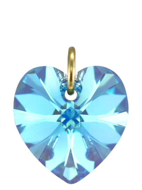 Gold heart shaped pendant blue crystal jewellery swarovski