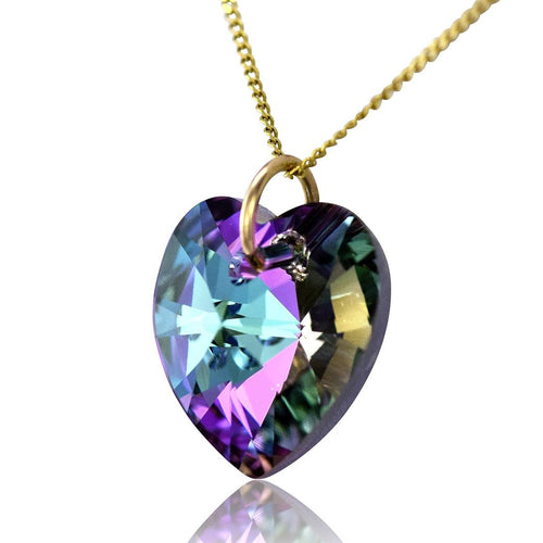 Swarovski crystal heart charm necklace gold jewellery for ladies