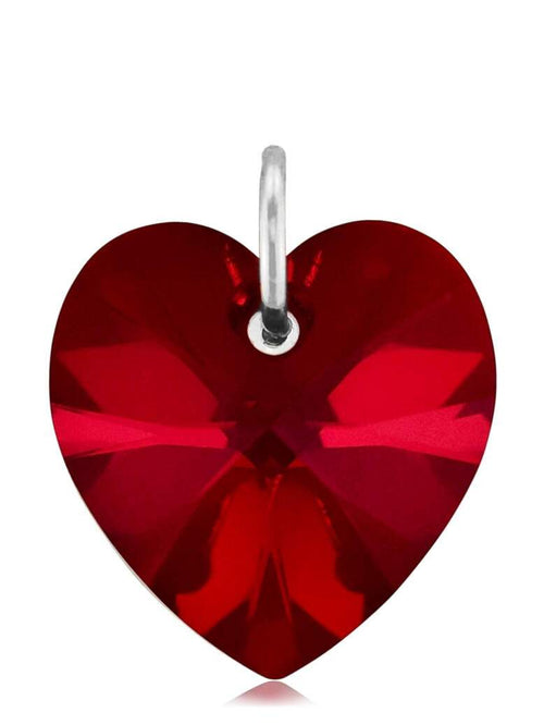 Red garnet crystal January birthstone jewellery silver heart pendant