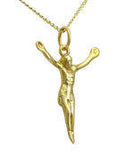 Small Jesus crucifix necklace 9ct gold cross pendant