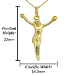 Small Jesus crucifix necklace gold cross pendant