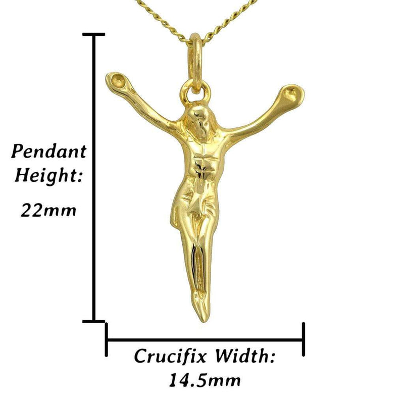 Small Jesus crucifix necklace gold cross pendant