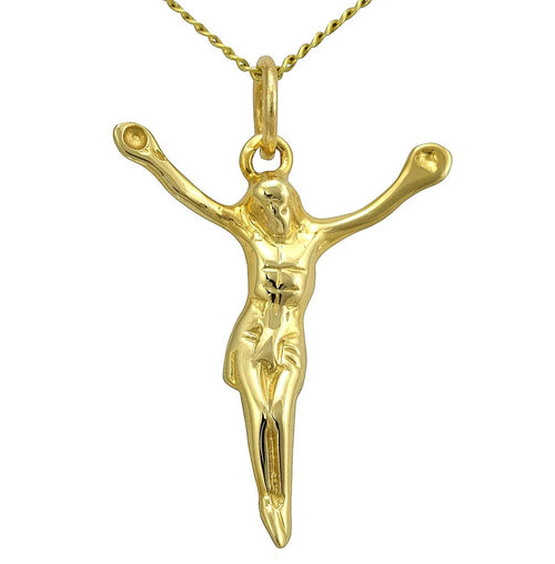 Small Jesus crucifix necklace gold cross pendant
