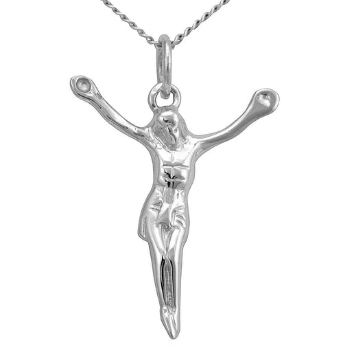 Small Jesus crucifix necklace silver cross pendant