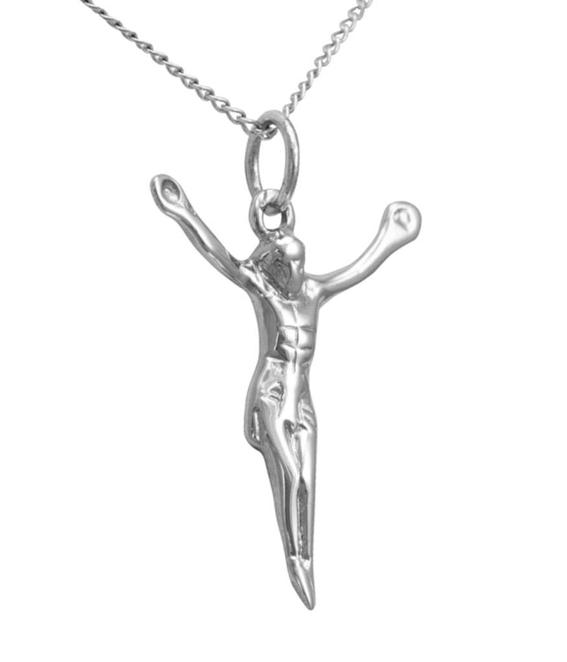Small Jesus crucifix necklace sterling silver cross pendant