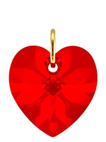 Red ruby crystal July birthstone jewellery gold heart pendant
