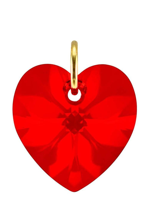 Red ruby crystal July birthstone jewellery gold heart pendant