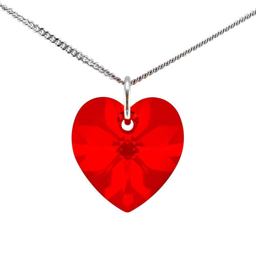 Red ruby July birthstone necklace sterling silver heart pendant