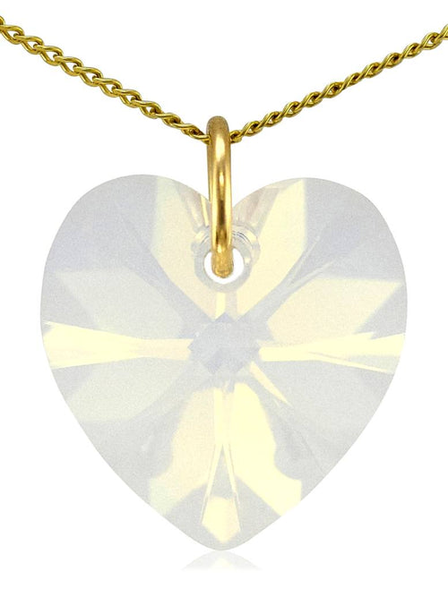 Moonstone crystal June birthstone necklace gold heart pendant