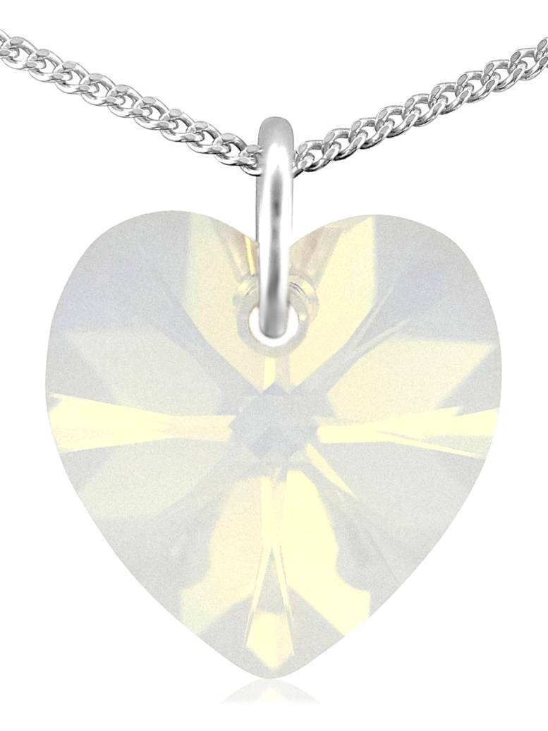 Moonstone crystal June birthstone necklace silver heart pendant