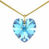 9ct gold heart pendant light blue necklace UK