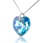 Aquamarine March birthstone necklace sterling silver heart pendant